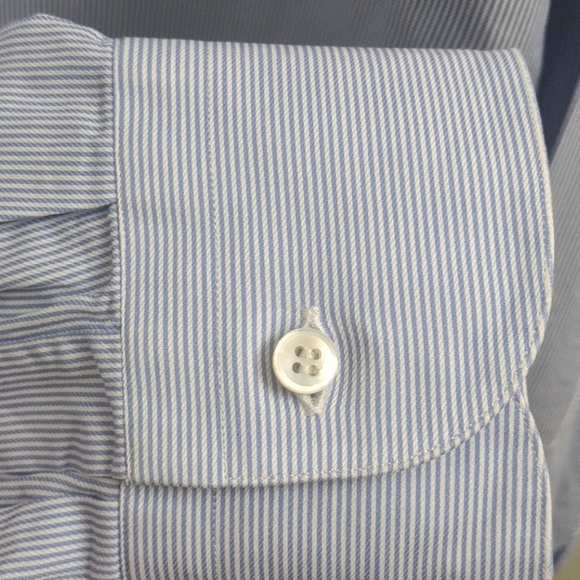Brioni Mens Blue Striped Dress Shirt Sz 16R/41 - Picture 9 of 11